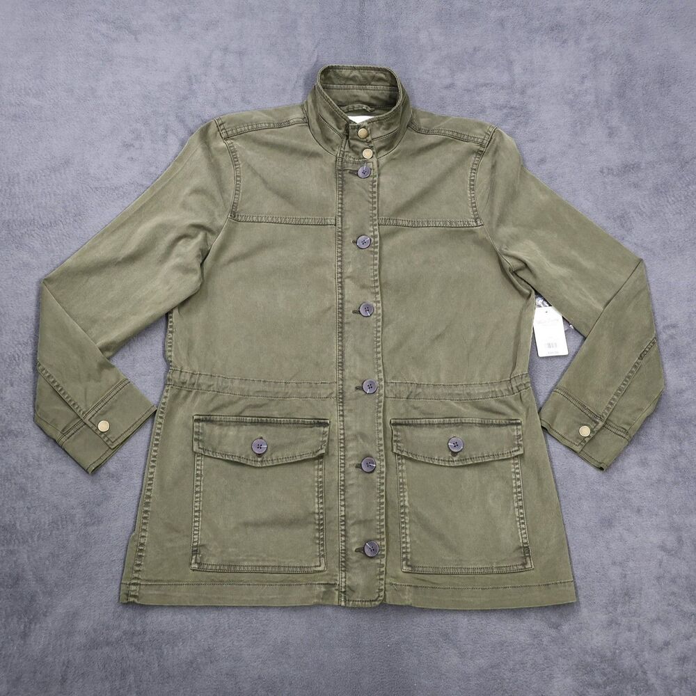 Lucky Brand Womens Utility Military Jacket Size L Olive Green Full Zip NWT